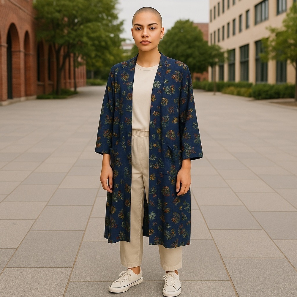 LuLaRoe | Sarah Cardigan Duster Sweater Blue/Fall Floral Medium